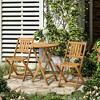 Resenkos 3-Piece Acacia Wood Bistro Set, Folding Patio Furniture with 2 Folding Chairs and Round Coffee Table, Teak, Slatted Finish, for Backyard, - 2 of 4