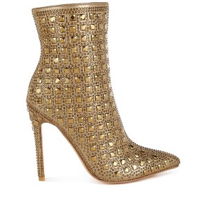 Frostin Pointed Toe Rhinestones Stiletto Boots - 1 of 4