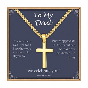 Turandoss Cross Necklace for Men Boys, Gold Silver Black Cross Pendant Necklace, Fathers Day Gifts for Men Boys Husband, Birthday Gifts for Son, 20In - 1 of 4