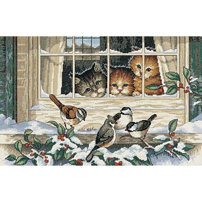Dimensions Counted Cross Stitch Kit 14"X9"-Three Bird Watchers
