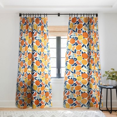 Avenie Citrus Fruits Blue Single Panel Sheer Window Curtain - Society6