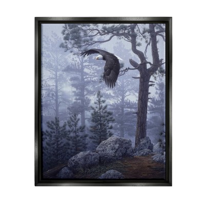 Stupell Industries Eagle Flying Woodland SceneFloater Canvas Wall Art