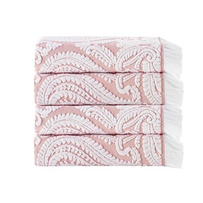 4pc Laina Turkish Cotton Bath Towel Set Pink - Enchante Home