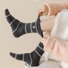 Anna-Kaci Women's 3 Pairs Knit Socks with Striped Pattern Heart Embroidery Ribbed Cuffs Soft Warm Fabric - 3 of 4