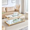 Dolonm Gold Glass Coffee Table - Modern Acrylic Leg, Mirror Bottom, Tempered Glass Top 47.2" for Living Room, Luxury Stainless Steel Frame - 4 of 4