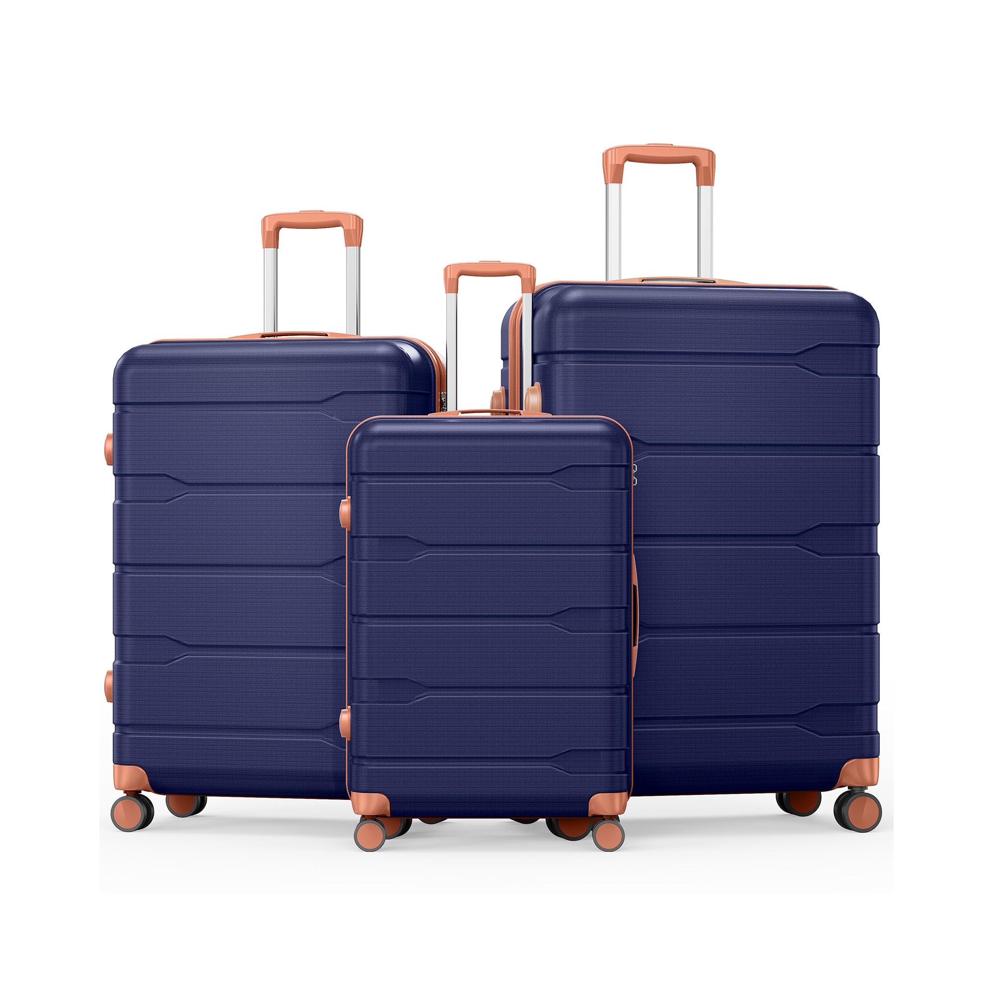 SUGIFT 3 Piece Hardshell Luggage Set Suitcase with TSA Lock, YKK Zippers, Aluminum Telescopic Handle, PC+ABS Construction and Spinner Wheels, Blue