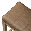 Maven Lane Sophia Backless Counter Stool In Aged Natural Finish with Desert Tan Vegan Leather - 4 of 4