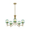Rennnsan Jessica 5-Light Modern Glam Gold Branch Sputnik Gradient Green Glass Globe Chandelier with Clear Glass Accents - 4 of 4