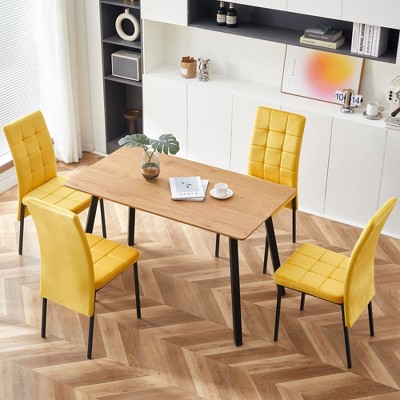 Modern Dining Table, Kitchen Table With 4 Metal Legs, 49" Heavy-duty Rectangular Home Table