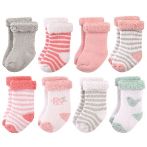 Hudson Baby Infant Girls Cotton Rich Newborn and Terry Socks, Bird - 1 of 1