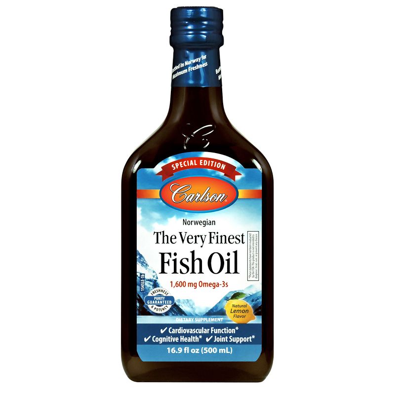 Carlson - The Very Finest Fish Oil, Special Edition, 1600 mg Omega-3s, Norwegian, Wild Caught, Sustainably Sourced, Lemon, 1 of 3