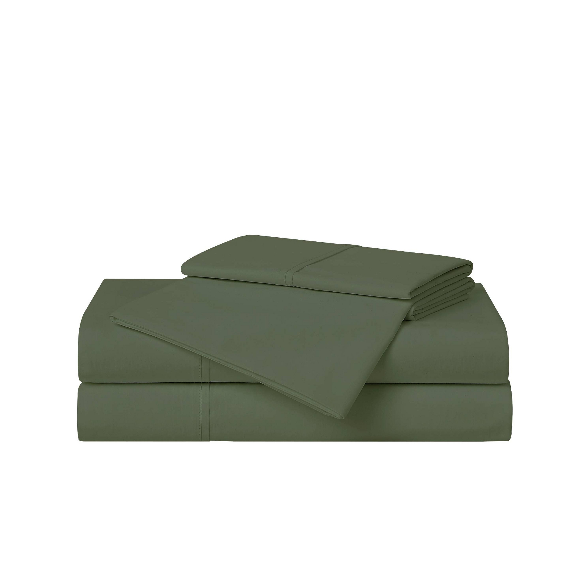Cannon Full 4pc Solid Percale Sheet Set Green: 100% Cotton, 200 Thread Count, Includes 2 Pillowcases