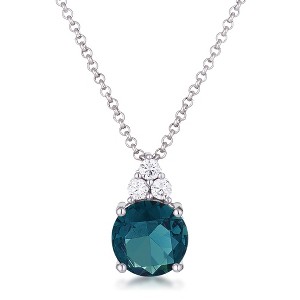 Slickblue Dazzling Peacock Green Pendant Necklace – 3.1CT Round CZ, Silver/Rose Gold Finish, 18” + 2” Extender - 1 of 3