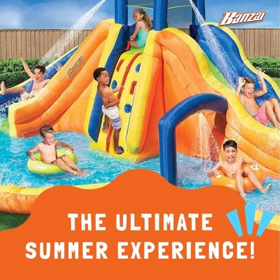 Banzai Rapid Falls Blue and Orange Inflatable Water Park with Dual Slides