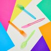 Juvale 216-Piece Neon Plastic Silverware Set, Disposable Party Cutlery Utensils Combo Pack - 54 Green Spoons, 54 Blue Forks, 54 Forks, 54 Pink Knives - 3 of 4