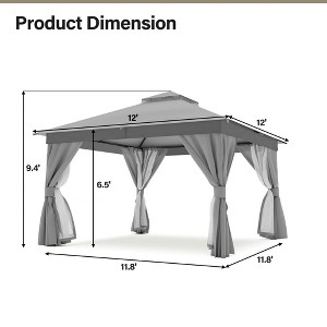 YARDGRACE Semi-Permanent Outdoor Patio Gazebo 12'x12' with Expansion Bolts, Heavy Duty Party Shelter with Double Roofs - 1 of 4