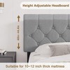 Full Size Bed Frame, Upholstered Platform with Headboard, Upholstered Bed Frame with Linen Fabric Wrap, Platform Bed with USB Ports, Light Gray - 3 of 4
