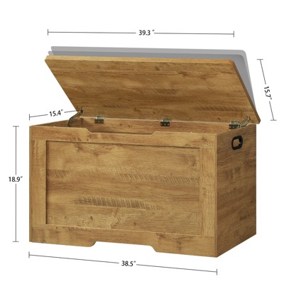USIKEY 39.4” Storage Chest, Toy Box with 2 Safety Hinges, Storage Bench with Storage, Toy Chest for Bedroom