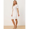 Allegra K Women's Spring Summer Floral Short Sleeve V Neckline Belted Knee Lenth Dress - 3 of 4