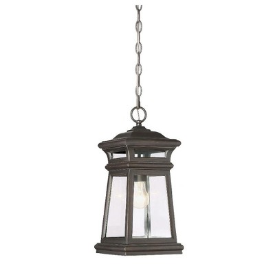 Taylor English Bronze and Gold Outdoor Hanging Lantern with Clear Glass