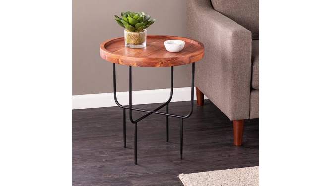 Fham Round End Table Natural/Black - Aiden Lane, 2 of 12, play video