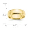 Black Bow Jewelry 7mm or 8mm 10K Yellow Gold Lightweight Domed Comfort Fit Band - 3 of 4