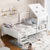 KWPZQEB Twin/Full Size Bed with House Design, Wood Floor Bed Frame w/ Bookcase & Guardrail, Blackboard & Window, Montessori Low Bed for Kids - 3 of 4