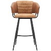 39.8" H Barstools Set of 2 Brown Fabric & Faux Leather with Armrests, Powder-Coated Steel Frame by Zuo Modern - 4 of 4
