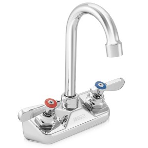 GRIDMANN Commercial Wall Mount Sink Faucets, 4" Centers with Swivel Spouts, NSF, Dual Handles, Brass Construction, Chrome Polished Finish - 1 of 4