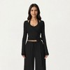 Anna-Kaci Active Women's V-Neck Belted Waist Layering Piece Outwear with Front Tie Detail - 2 of 4