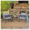 Honolulu 3pc Wicker Patio Chat Set with Cushions - Gray - Christopher Knight Home - 4 of 4