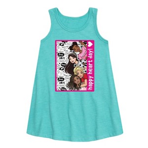 - Barbie - Happy Heart Day Graphic Sleeveless Aline Dress - 1 of 3
