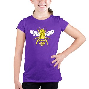 LA Pop Art Girl's Word Art T-shirt - Bee Kind - 1 of 4