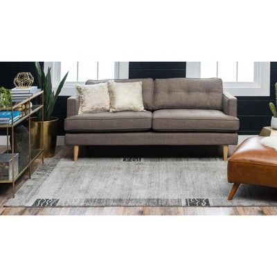 Angelica Light Gray 9' x 12' Tufted Geometric Synthetic Area Rug