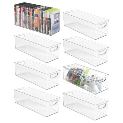 mDesign Small Modern Plastic Storage Organizer Bin Basket with Handle for  Home Office Organization - Shelf, Cubby, Cabinet, and Closet Organizing  Decor - Ligne Collection - 4 Pack - White 