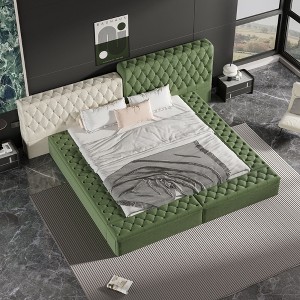 King Size Upholstered Storage Beds with Deep Button Tufting and Footboard - 1 of 4