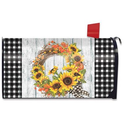 Sunflower Fall Wreath Magnetic Mailbox Cover Floral Standard Briarwood Lane