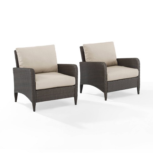 Kiawah 2pk Wicker Patio Chair – Sand – Crosley For Sale