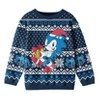 Sonic The Hedgehog Holiday Presents & Snowflakes Crew Neck Long Sleeve Boy's Navy Sweater - 3 of 4