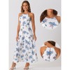 Allegra K Women's Summer Sleeveless Floral Round Neck Slit Hem Long Sundresses - 2 of 4