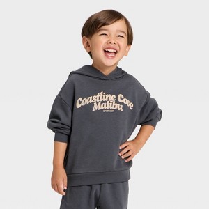 Grayson Mini Toddler Boys' French Terry Hoodie Sweatshirt - Black - 1 of 4