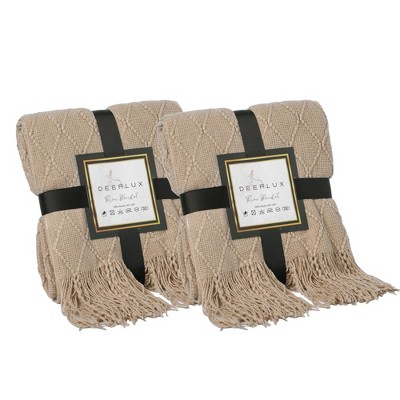 Deerlux Decorative Throw Blanket - 50x60 in Soft Knit with Fringe Edges for a Cozy Touch to Your Living Space, All-Season, Ideal for Lounging, Gifting