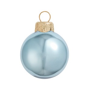 Northlight 6ct Shiny Sky Blue Glass Ball Christmas Ornaments 4" (100mm) - 1 of 2
