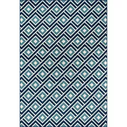 Indoor/Outdoor Squares Accent Rug - Blue (4'x6')