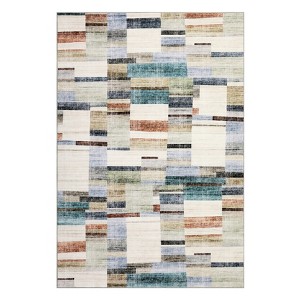 Washable Modern Geometric Patchwork Print Living Room Rugs, Soft Ultra Thin Non Slip Bedroom Carpet for Dining Room Home Office - 1 of 4