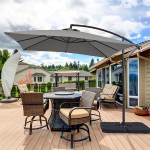 Sonkuki 8.2 x 8.2 Ft. Patio Offset Umbrella With Base for Garden, Backyard and Poolside - 1 of 4