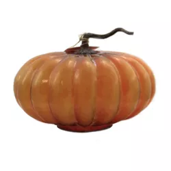 Fall 7.0" Pumpkin/Gourd Glass Orange Sh Glitz Thanksgiving  -  Decorative Figurines