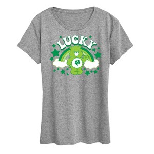 Women's - Care Bears - Lucky Green Rainbow and Stars Short Sleeve Graphic T-Shirt - 1 of 4