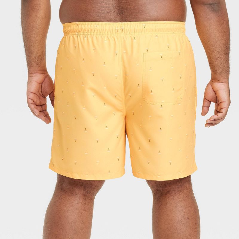 Men's 7" Palm Print Swim Shorts - Goodfellow & Co™ Yellow, 3 of 5