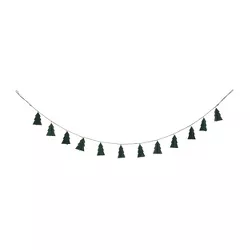 Transpac Wood 47 in. Green Christmas Tree Banner
